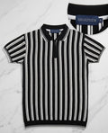 Black Old Money Polo Shirt || black &white Lining