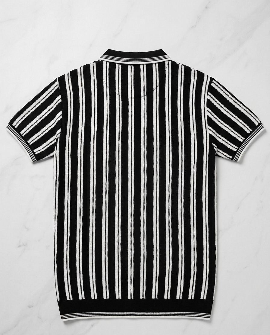 Black Old Money Polo Shirt || black &white Lining