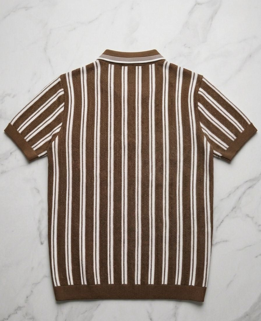 Brown old Money ||Polo Shirt || white & brown lining