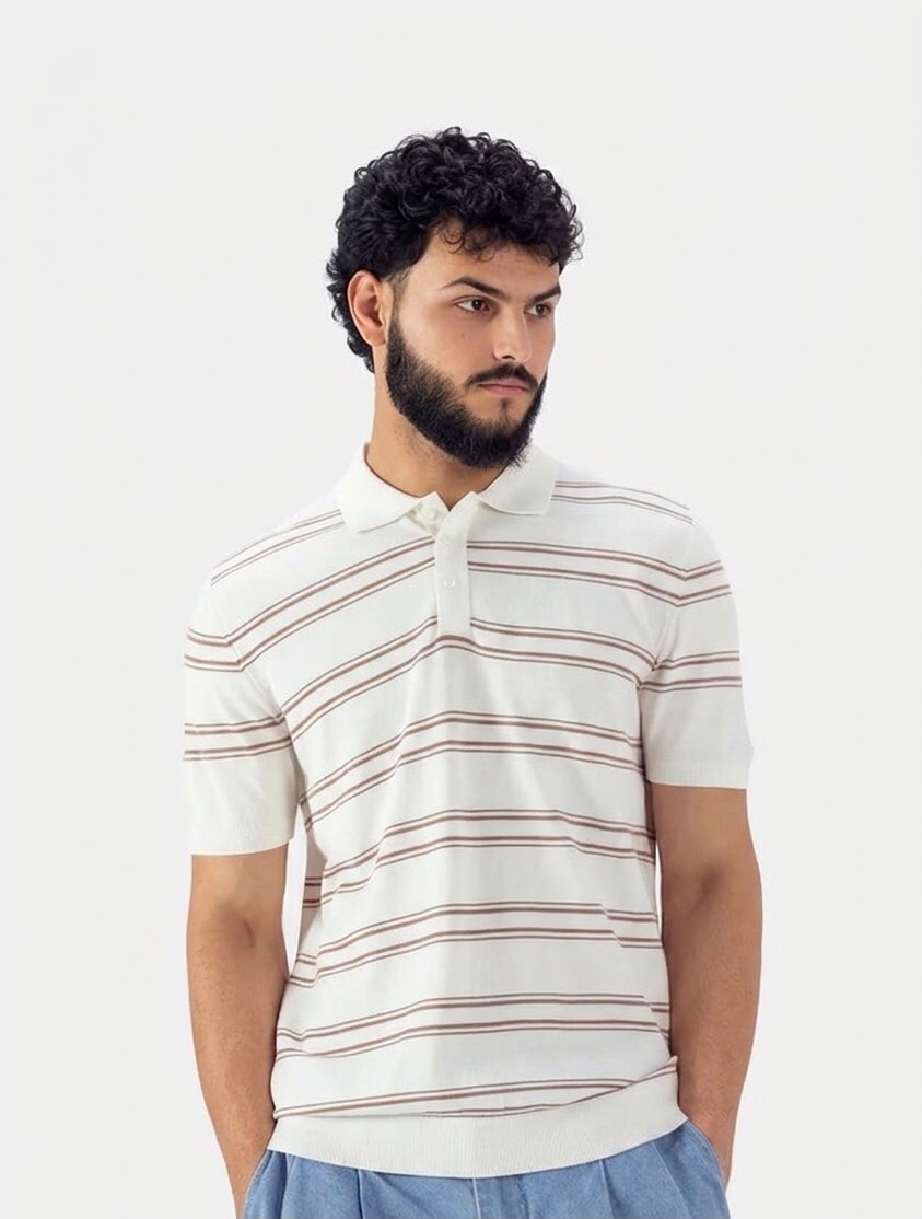 Viscos Blend Striped Polo