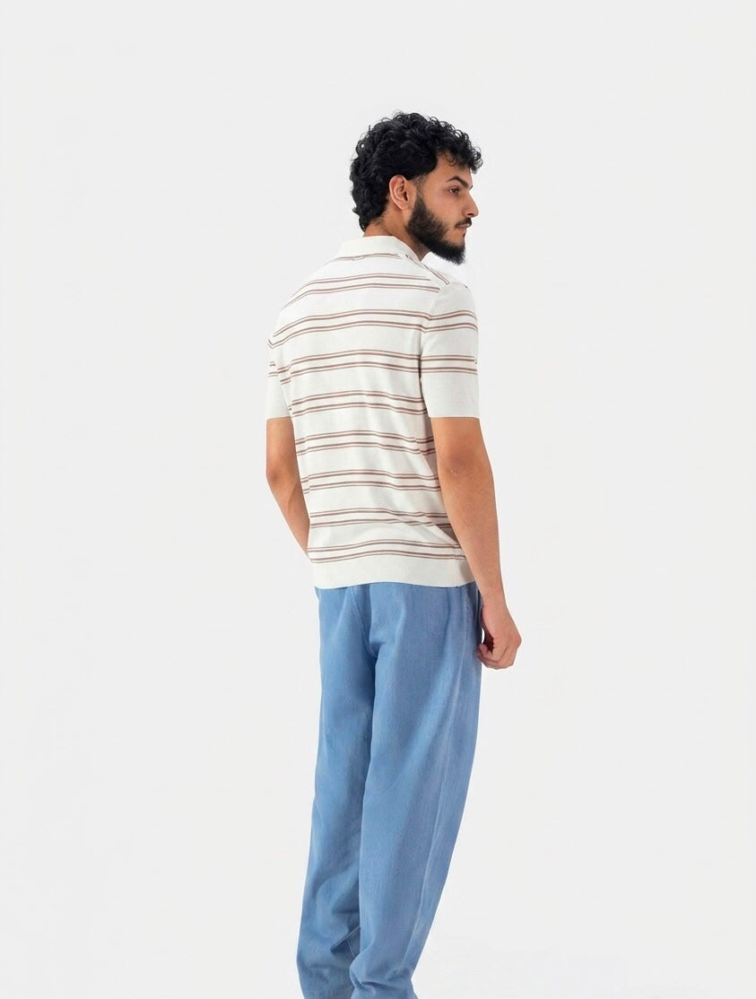 Viscos Blend Striped Polo