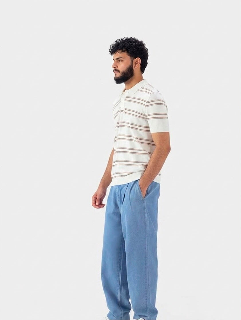 Viscos Blend Striped Polo